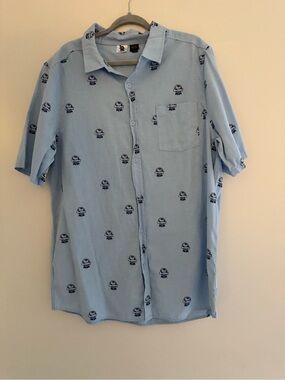 Pabst Blue Ribbon Beer Logo Button Up Shirt XXL Festival Dadcore PBR